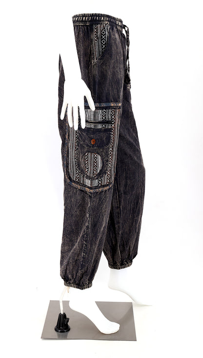 Faded Color Plain Gheri Mix Cotton Harem Pants