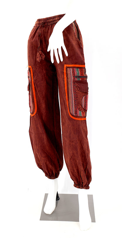 Faded Color Plain Gheri Mix Cotton Harem Pants