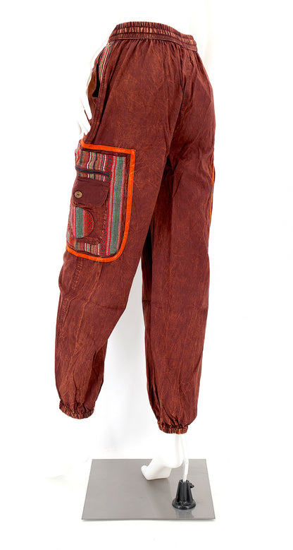 Faded Color Plain Gheri Mix Cotton Harem Pants