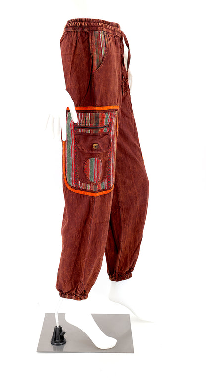 Faded Color Plain Gheri Mix Cotton Harem Pants