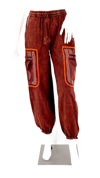 Faded Color Plain Gheri Mix Cotton Harem Pants