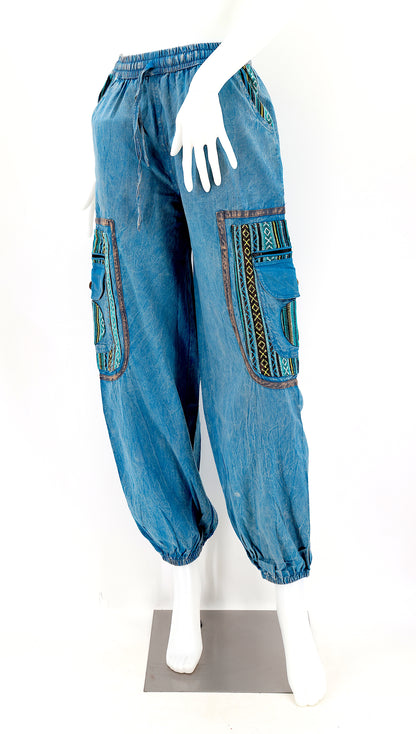 Faded Color Plain Gheri Mix Cotton Harem Pants