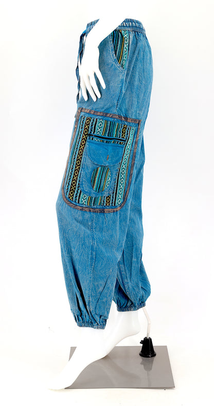 Faded Color Plain Gheri Mix Cotton Harem Pants