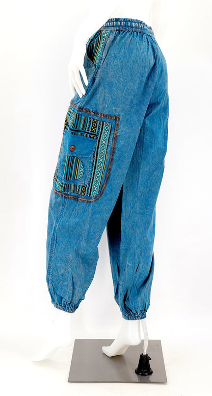 Faded Color Plain Gheri Mix Cotton Harem Pants