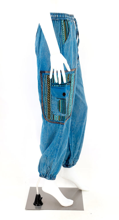 Faded Color Plain Gheri Mix Cotton Harem Pants