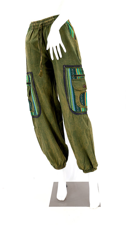 Faded Color Plain Gheri Mix Cotton Harem Pants