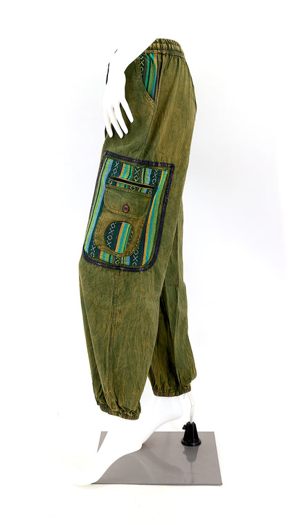 Faded Color Plain Gheri Mix Cotton Harem Pants