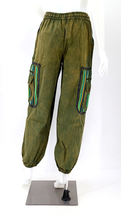 Faded Color Plain Gheri Mix Cotton Harem Pants