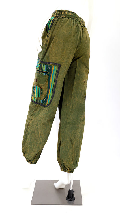 Faded Color Plain Gheri Mix Cotton Harem Pants