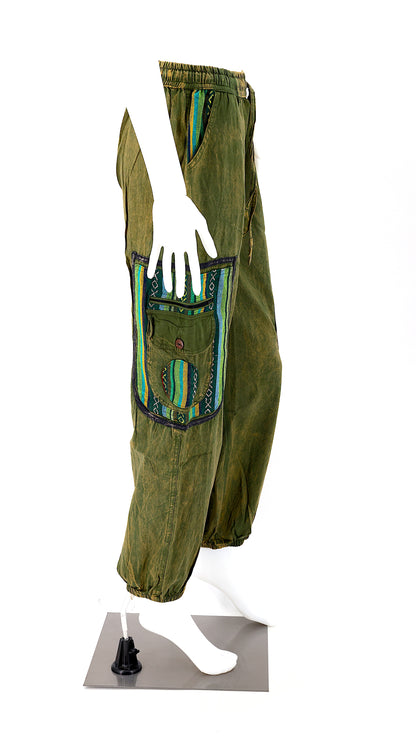 Faded Color Plain Gheri Mix Cotton Harem Pants