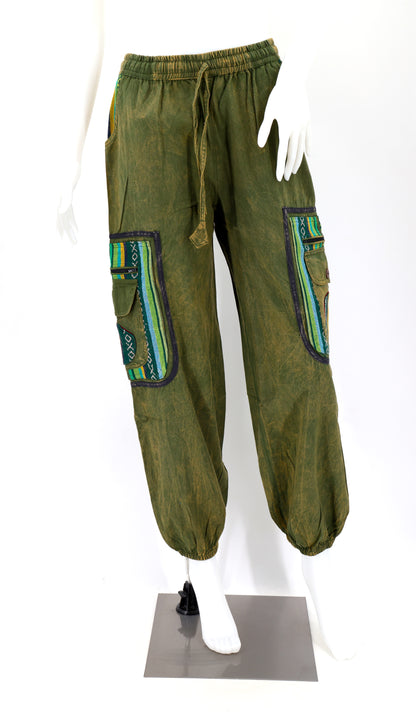 Faded Color Plain Gheri Mix Cotton Harem Pants