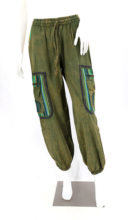 Faded Color Plain Gheri Mix Cotton Harem Pants