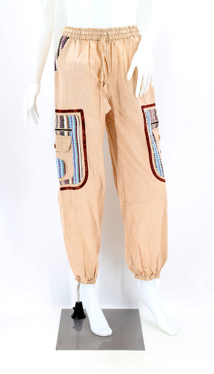 Faded Color Plain Gheri Mix Cotton Harem Pants