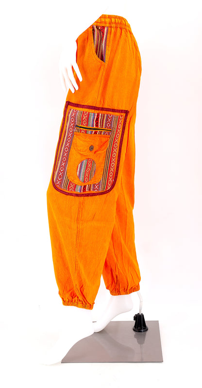 Faded Color Plain Gheri Mix Cotton Harem Pants