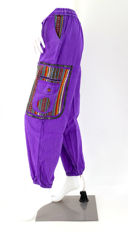 Faded Color Plain Gheri Mix Cotton Harem Pants