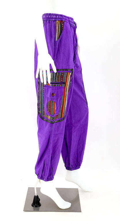 Faded Color Plain Gheri Mix Cotton Harem Pants