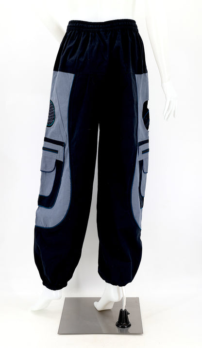 Back view of Nepalese cotton harem pants with elastic waistband