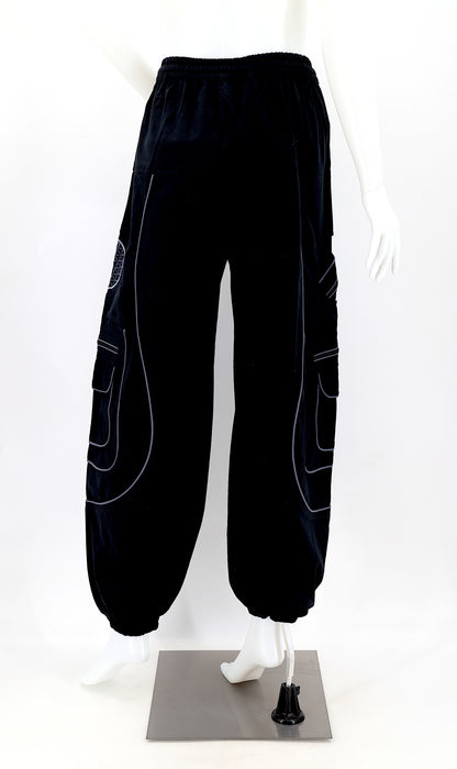 Back view of Nepalese cotton harem pants with elastic waistband