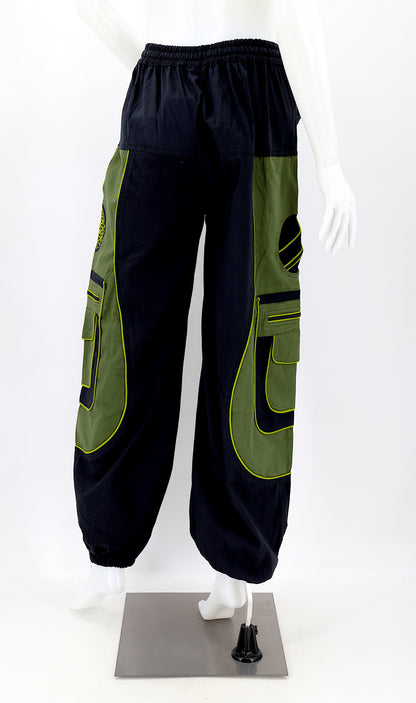 Back view of Nepalese cotton harem pants with elastic waistband