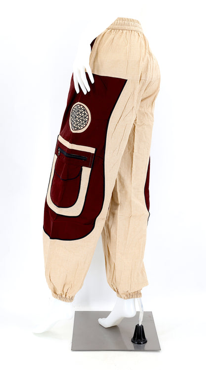 Back view of Nepalese cotton harem pants with elastic waistband