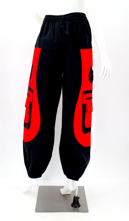 Back view of Nepalese cotton harem pants with elastic waistband