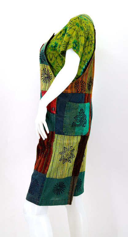 Patchwork Half Overalls | Short Length Cotton Jumpsuit