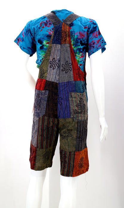 Patchwork Half Overalls | Short Length Cotton Jumpsuit
