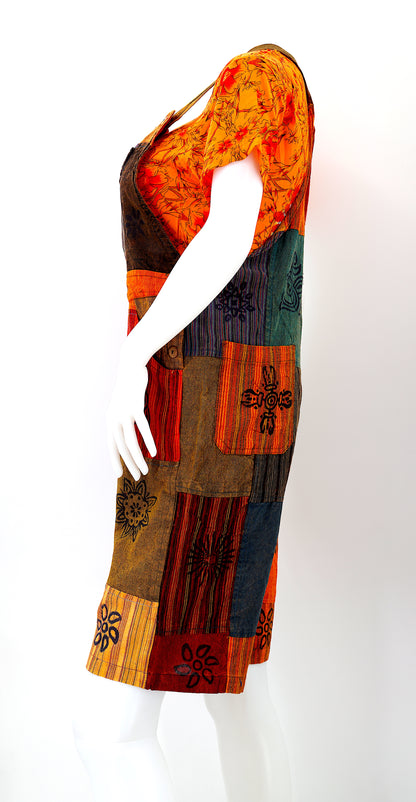 Patchwork Half Overalls | Short Length Cotton Jumpsuit