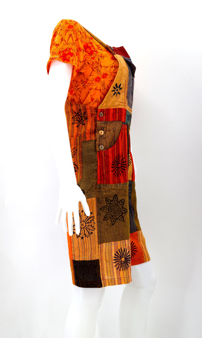 Patchwork Half Overalls | Short Length Cotton Jumpsuit