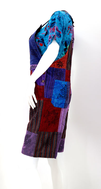 Patchwork Half Overalls | Short Length Cotton Jumpsuit