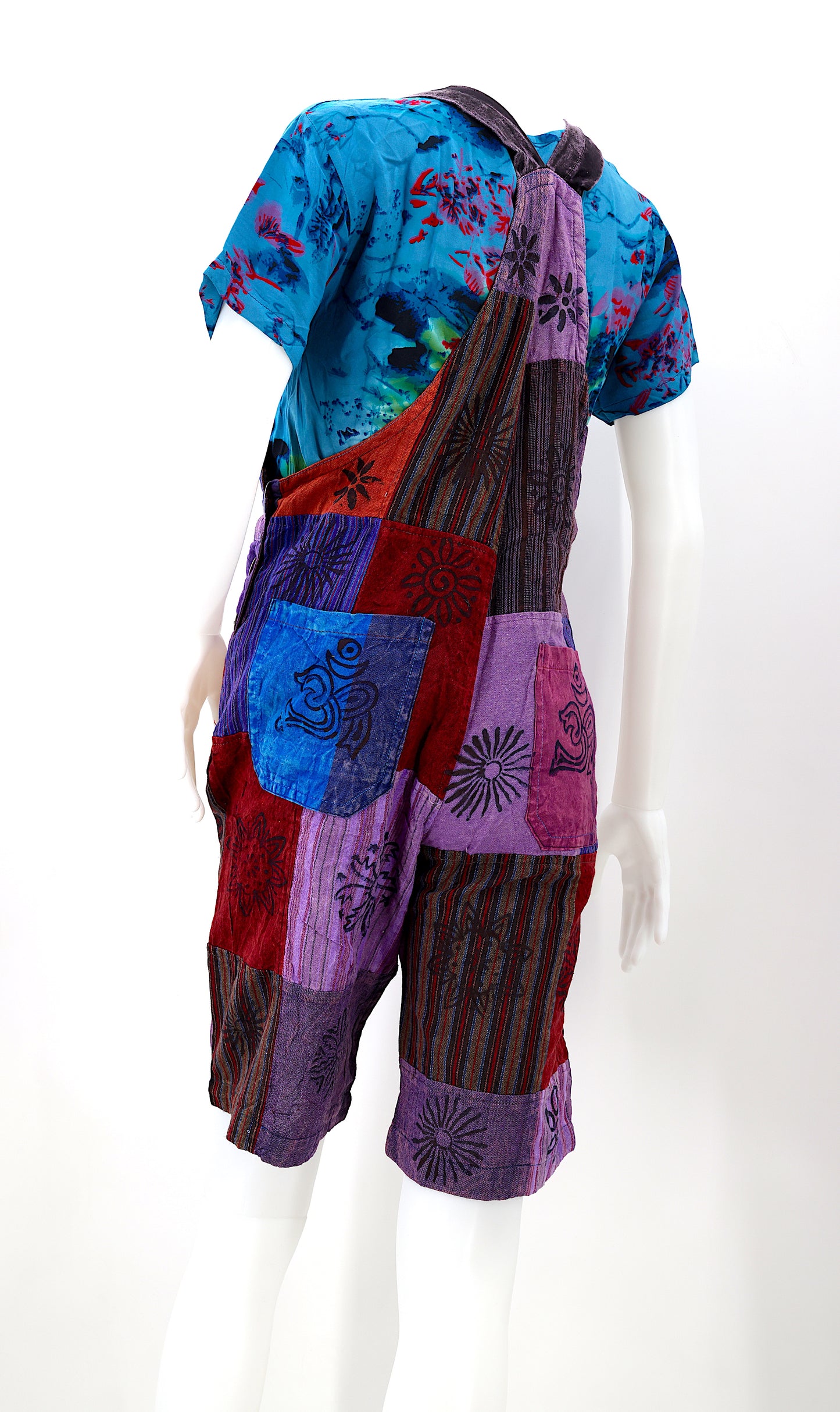 Cotton Hippie Handmade Patchwork Half Bohemian Overalls