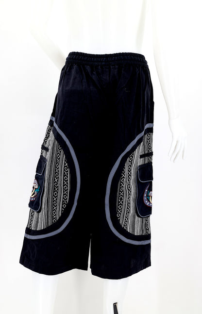 Moon & Mushroom Embroidered Shorts | Cotton Festival Quarters