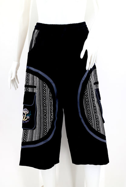 Moon & Mushroom Embroidered Shorts | Cotton Festival Quarters