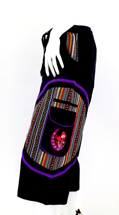 Moon & Mushroom Embroidered Shorts | Cotton Festival Quarters