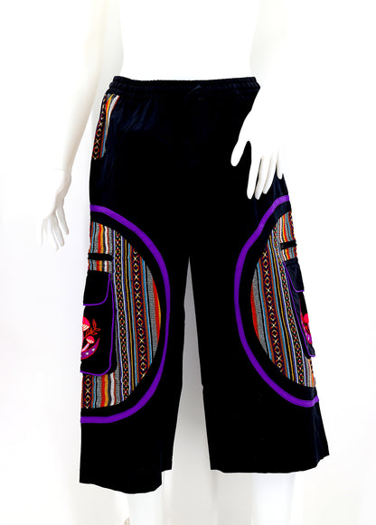 Moon & Mushroom Embroidered Shorts | Cotton Festival Quarters