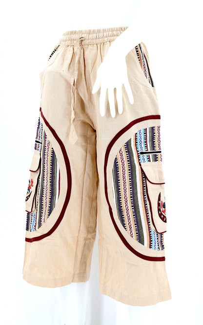 Moon & Mushroom Embroidered Shorts | Cotton Festival Quarters