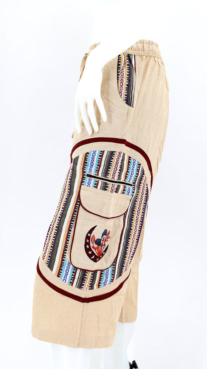 Moon & Mushroom Embroidered Shorts | Cotton Festival Quarters