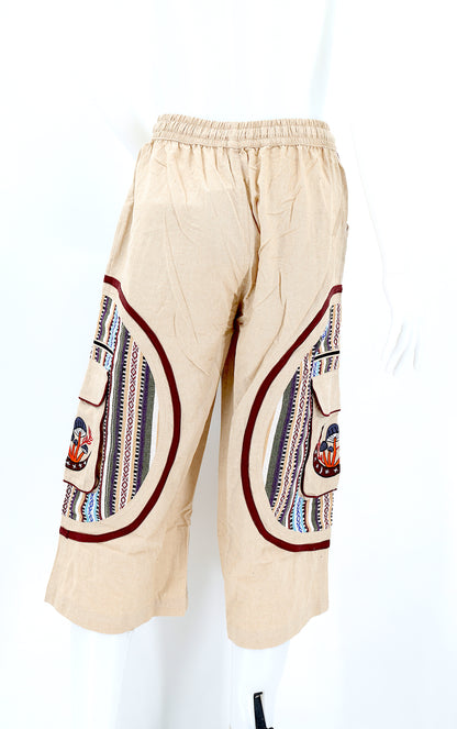Moon & Mushroom Embroidered Shorts | Cotton Festival Quarters