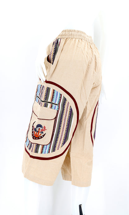 Moon & Mushroom Embroidered Shorts | Cotton Festival Quarters