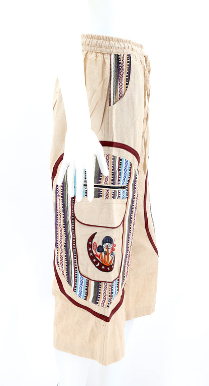 Moon & Mushroom Embroidered Shorts | Cotton Festival Quarters