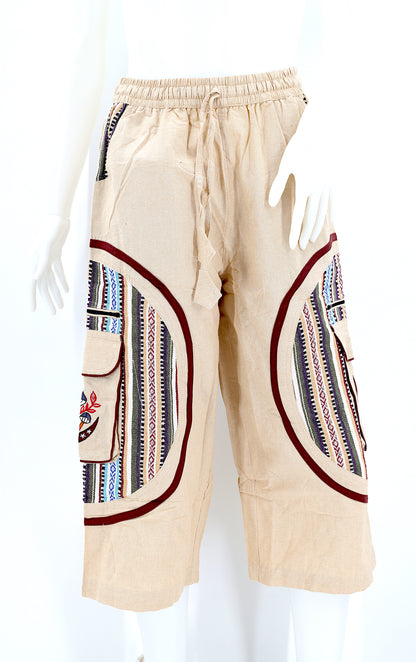 Moon & Mushroom Embroidered Shorts | Cotton Festival Quarters