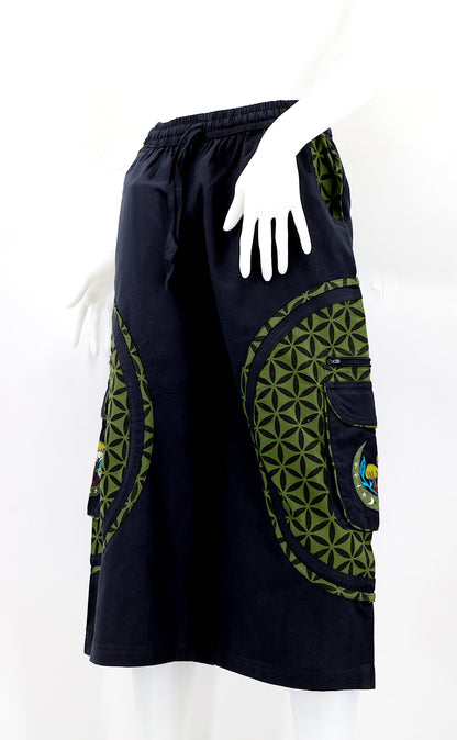 Moon & Mushroom Embroidered Shorts | Cotton Festival Quarters