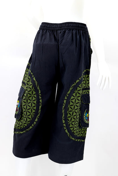 Moon & Mushroom Embroidered Shorts | Cotton Festival Quarters