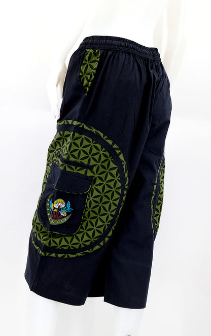 Moon & Mushroom Embroidered Shorts | Cotton Festival Quarters