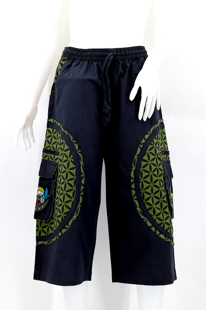 Moon & Mushroom Embroidered Shorts | Cotton Festival Quarters