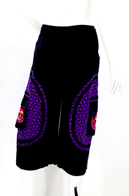 Moon & Mushroom Embroidered Shorts | Cotton Festival Quarters