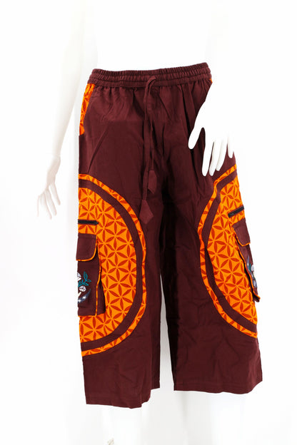 Moon & Mushroom Embroidered Shorts | Cotton Festival Quarters