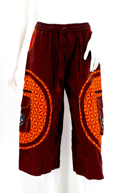 Moon & Mushroom Embroidered Shorts | Cotton Festival Quarters