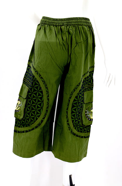 Moon & Mushroom Embroidered Shorts | Cotton Festival Quarters