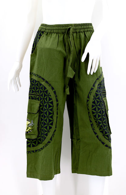 Moon & Mushroom Embroidered Shorts | Cotton Festival Quarters